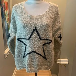 Maddison gray and black stars knit sweater. Size XL (fits like L).
